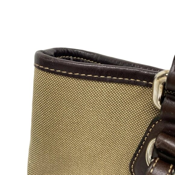 PRADA Logo Jacquard Beige Dark Brown Jacquard Leather Tote Bag 656-042725 - Picture 10 of 14